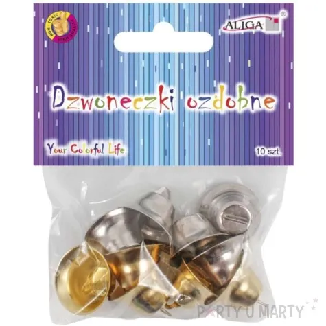 dzwoneczki dekoracyjne swiateczne zloto srebrne aliga 20 mm 10 szt