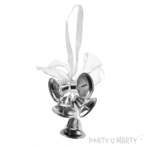 dzwoneczki metalowe z kokarda 5 szt