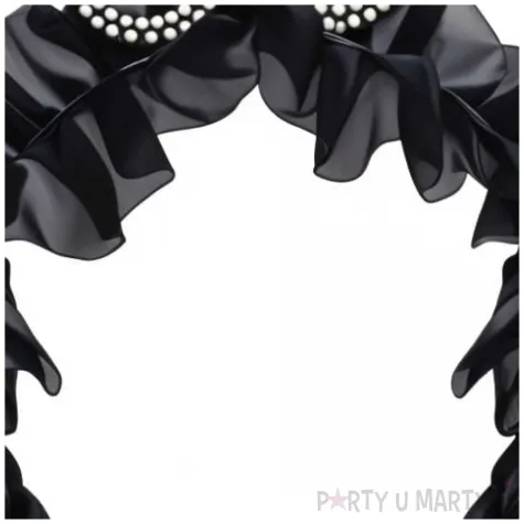 elegancka opaska na glowe na 30 urodziny dodatek do stroju czarne falbanki perly