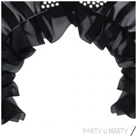 elegancka opaska na glowe na 40 urodziny dodatek do stroju czarne falbanki perly