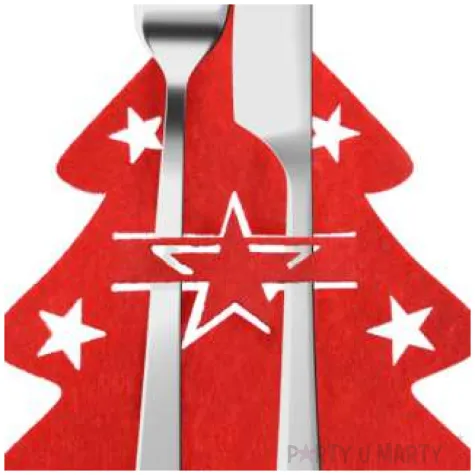 etui na sztucce choinka czerwona filcowe arpex 4 szt