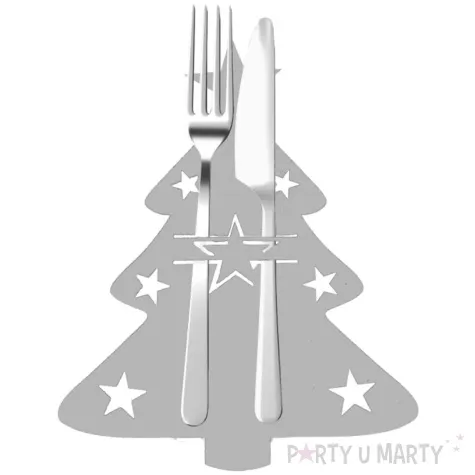 etui na sztucce choinka szara filcowe arpex 4 szt