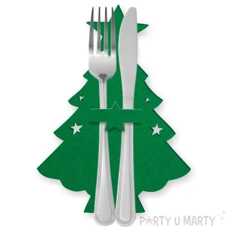 etui na sztucce choinka zielony 2 szt