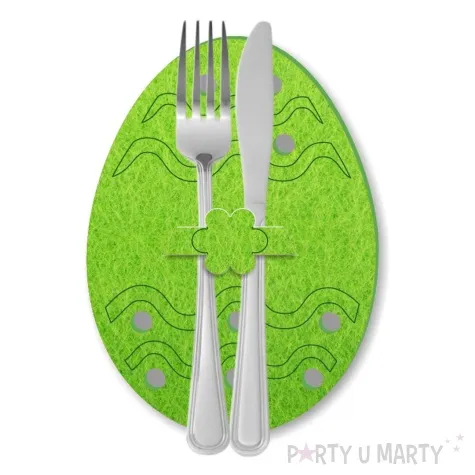 etui na sztucce wielkanocne pisanki i fale zielony 2 szt