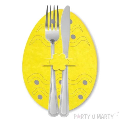 etui na sztucce wielkanocne pisanki i fale zolty 2 szt