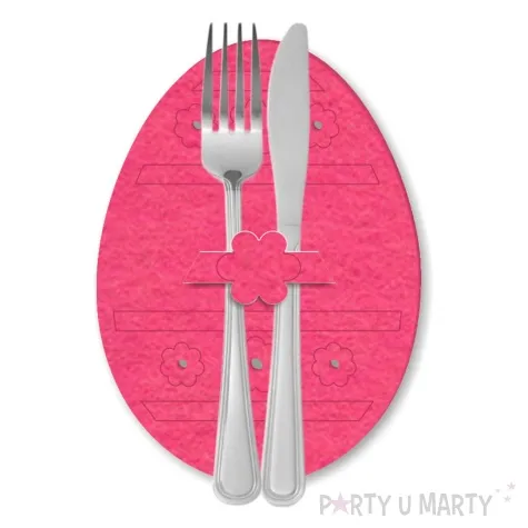 etui na sztucce wielkanocne pisanki z kwiatkami rozowy 2 szt