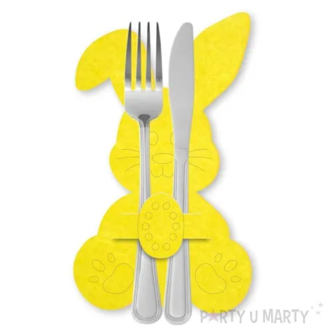 etui na sztucce wielkanocny kroliczek zolty 2 szt