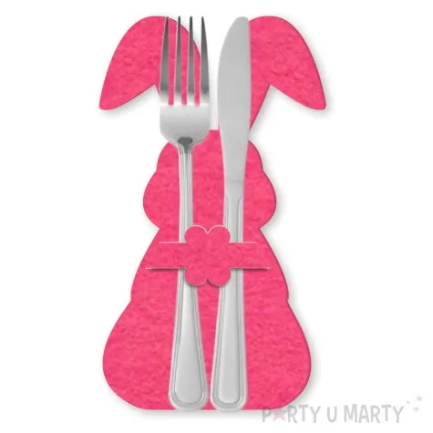 etui na sztucce wielkanocny krolik uszatek rozowy 2 szt