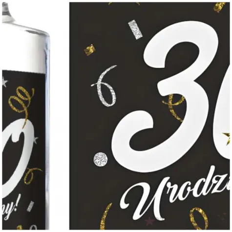 etykieta na butelke 30 urodziny glamour birthday czarny 85x120 mm 5 szt