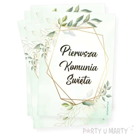 etykieta na butelke komunia swieta mietowa geometria 85x120 mm 5 szt