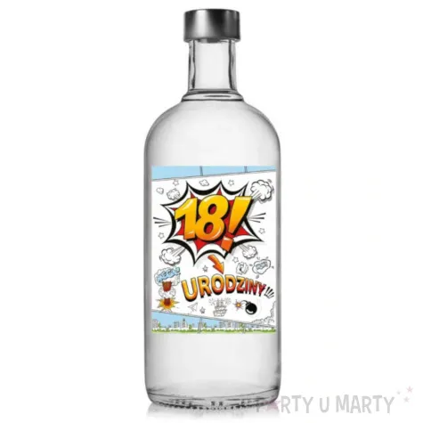 etykieta na butelke urodziny 18 boom 95x125 mm 25 szt