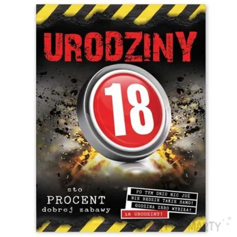 etykieta na butelke urodziny 18 danger 95x125 mm 25 szt