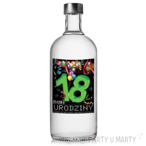etykieta na butelke urodziny 18 party 95x125 mm 25 szt