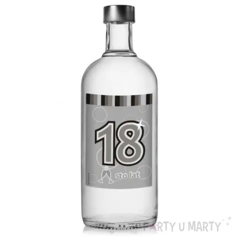 etykieta na butelke urodziny 18 silver 85x120 mm 5 szt