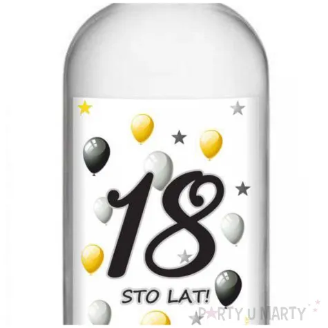 etykieta na butelke urodziny 18 white 85x120 mm 5 szt