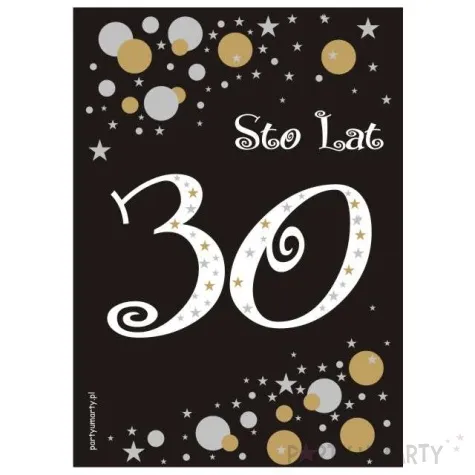 etykieta na butelke urodziny 30 gold 85x120 mm 5 szt
