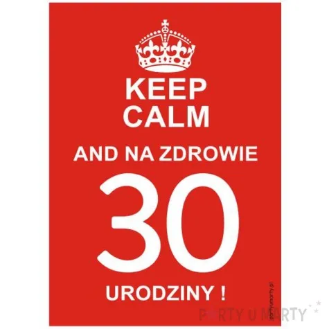 etykieta na butelke urodziny 30 keep calm 85x120 mm 5 szt