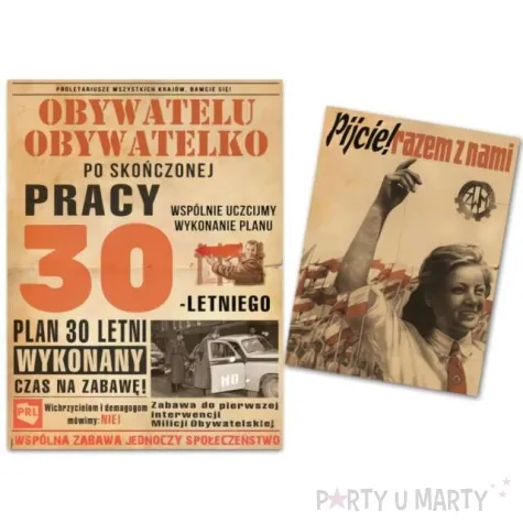 etykieta na butelke urodziny 30 letni plan prl 95x125 80x60 mm 25 szt