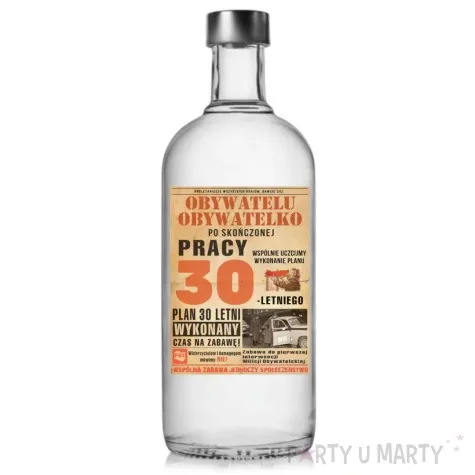 etykieta na butelke urodziny 30 letni plan prl 95x125 mm 25 szt