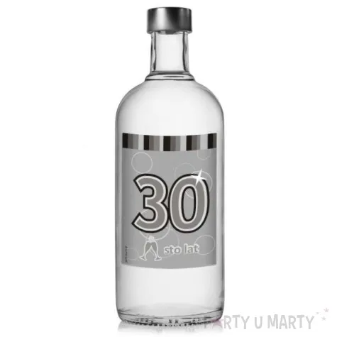 etykieta na butelke urodziny 30 silver 85x120 mm 5 szt