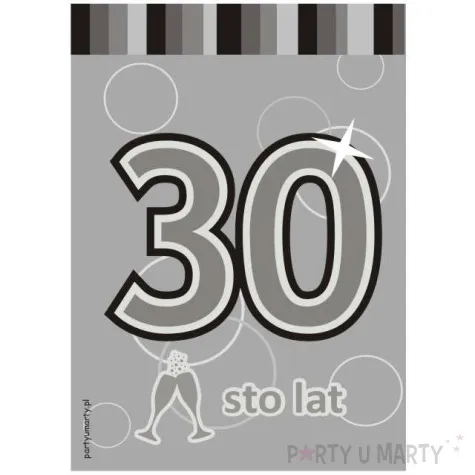 etykieta na butelke urodziny 30 silver 85x120 mm 5 szt