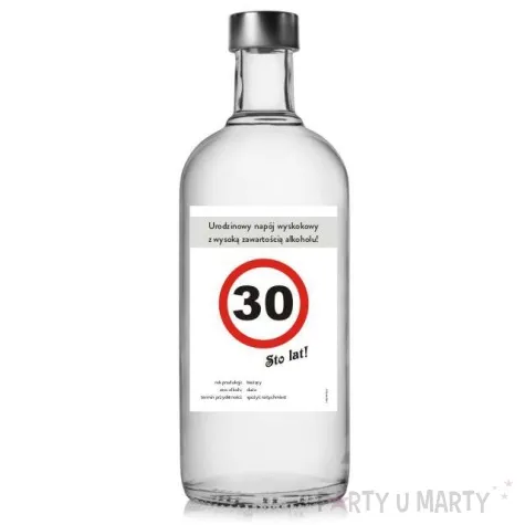 etykieta na butelke urodziny 30 znak 85x120 mm 5 szt