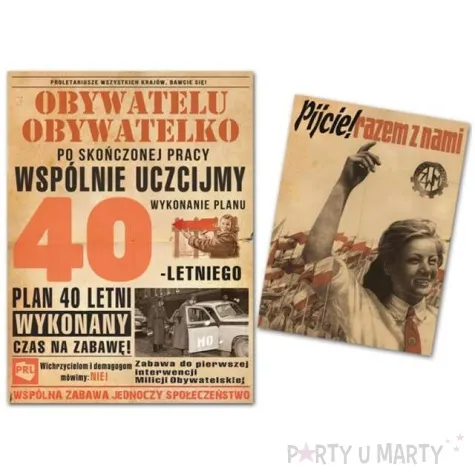 etykieta na butelke urodziny 40 letni plan prl 95x125 80x60 mm 25 szt