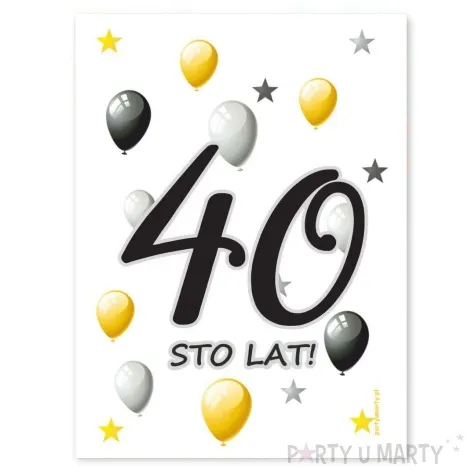 etykieta na butelke urodziny 40 white 85x120 mm 5 szt