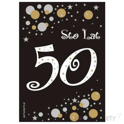 etykieta na butelke urodziny 50 gold 85x120 mm 5 szt