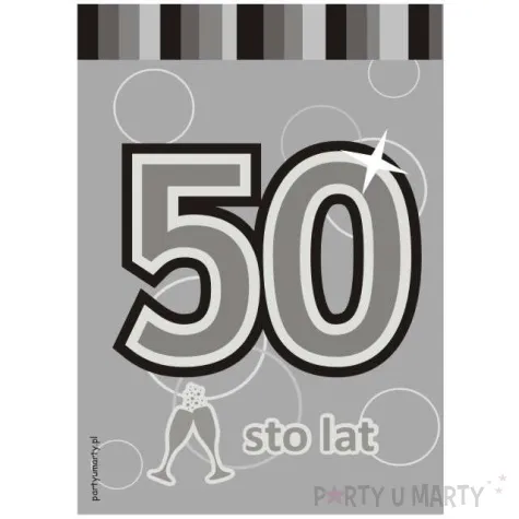 etykieta na butelke urodziny 50 silver 85x120 mm 5 szt