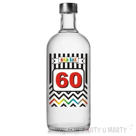 etykieta na butelke urodziny 60 chevron 85x120 mm 5 szt