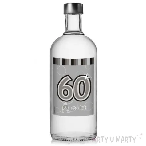 etykieta na butelke urodziny 60 silver 85x120 mm 5 szt