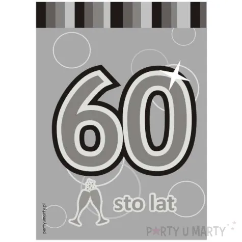 etykieta na butelke urodziny 60 silver 85x120 mm 5 szt