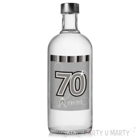 etykieta na butelke urodziny 70 silver 85x120 mm 5 szt