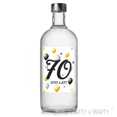 etykieta na butelke urodziny 70 white 85x120 mm 5 szt