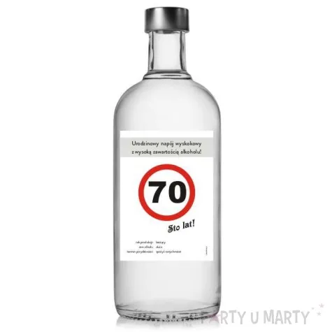 etykieta na butelke urodziny 70 znak 85x120 mm 5 szt