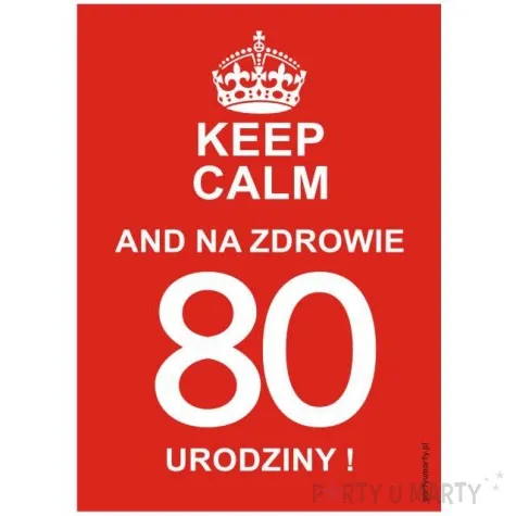 etykieta na butelke urodziny 80 keep calm 85x120 mm 5 szt
