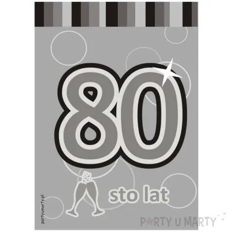 etykieta na butelke urodziny 80 silver 85x120 mm 5 szt