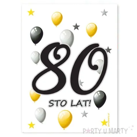 etykieta na butelke urodziny 80 white 85x120 mm 5 szt