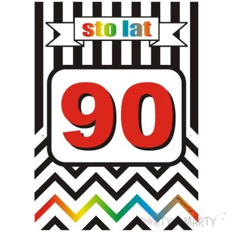 etykieta na butelke urodziny 90 chevron 85x120 mm 5 szt