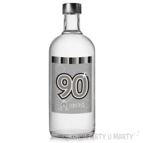 etykieta na butelke urodziny 90 silver 85x120 mm 5 szt