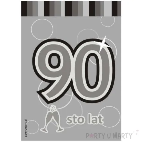 etykieta na butelke urodziny 90 silver 85x120 mm 5 szt