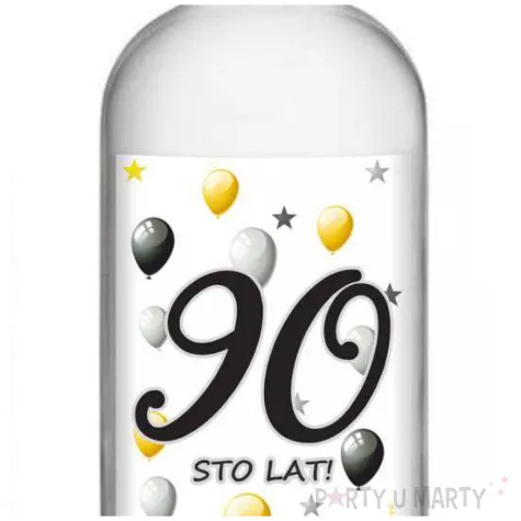 etykieta na butelke urodziny 90 white 85x120 mm 5 szt