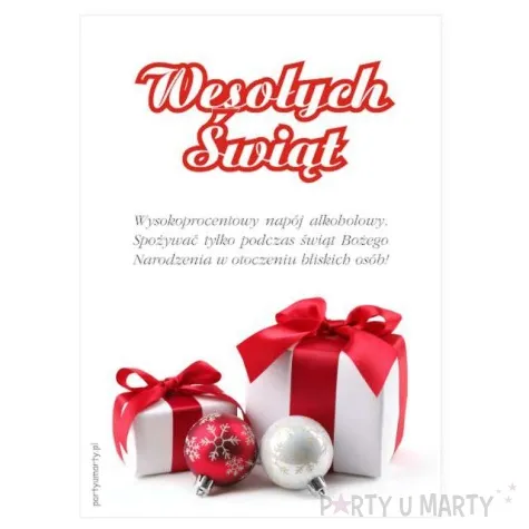 etykieta na butelke wesolych swiat 85x120 mm 5 szt