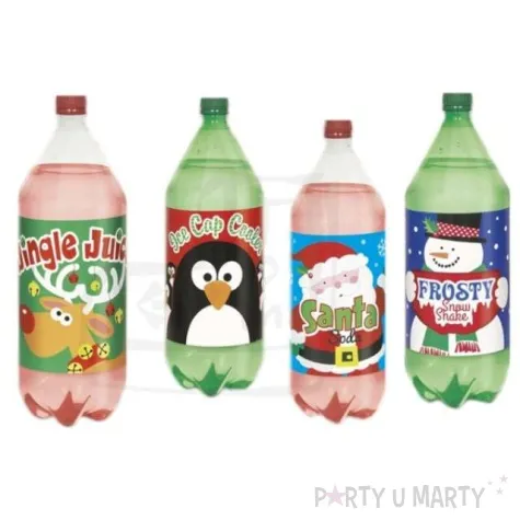 etykiety na butelke boze narodzenie zimowi bohaterowie 4 szt