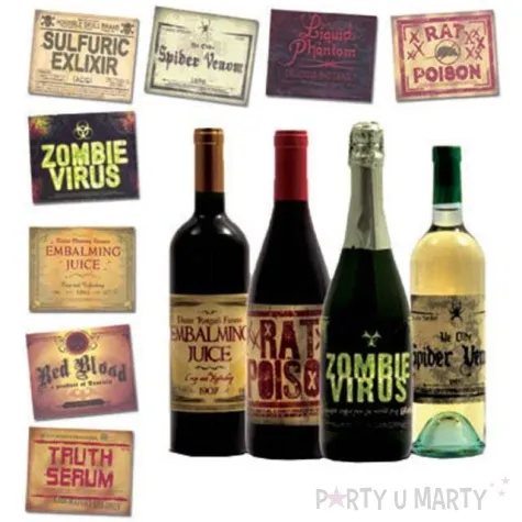 etykiety na butelke halloween trunki 8 szt