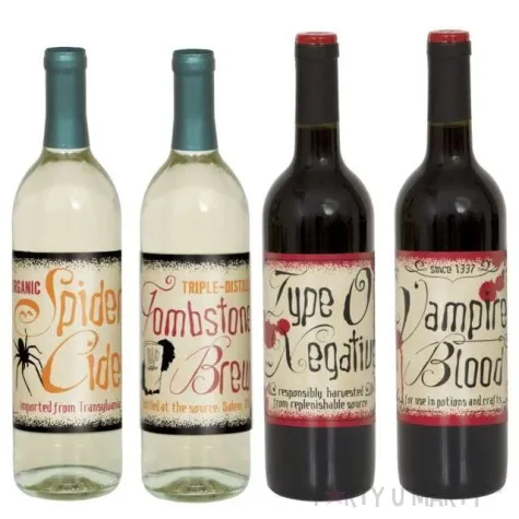 etykiety na butelke halloween wino 4 szt