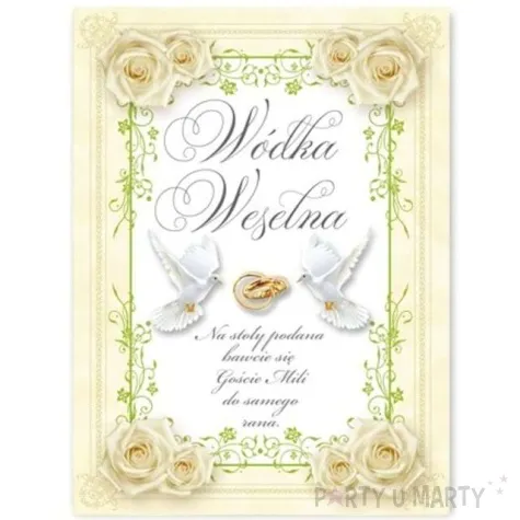 etykiety na butelke wodka weselna bezowo zielona dekoracjepolska 25szt