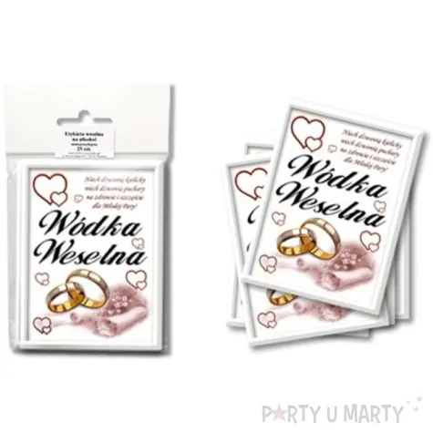 etykiety na butelke wodka weselna bialo bordowa dekoracjepolska 25szt