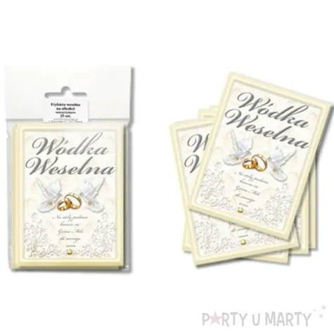 etykiety na butelke wodka weselna ecru dekoracjepolska 25szt